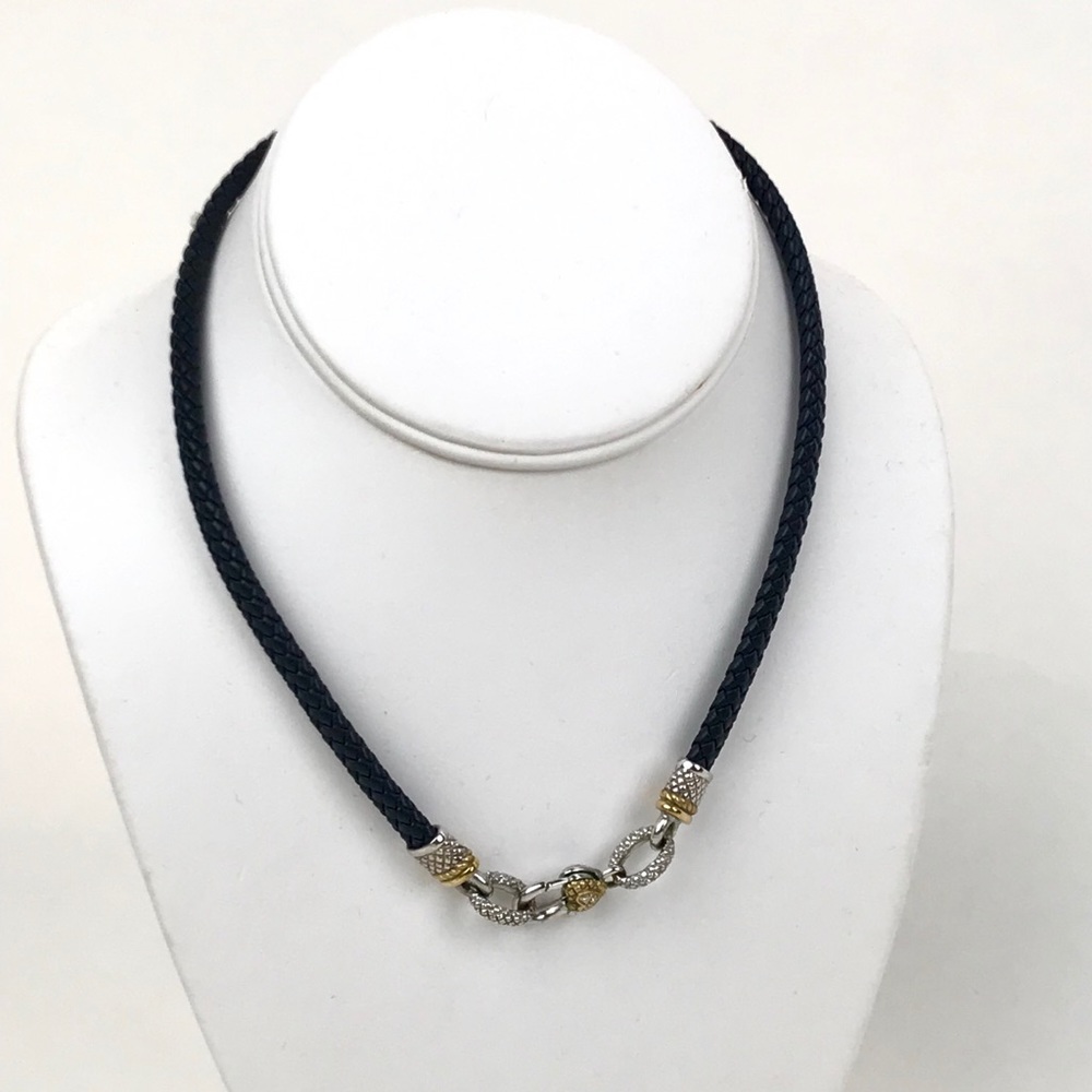 Judith Ripka Leather 18k w/Diamonds Necklace